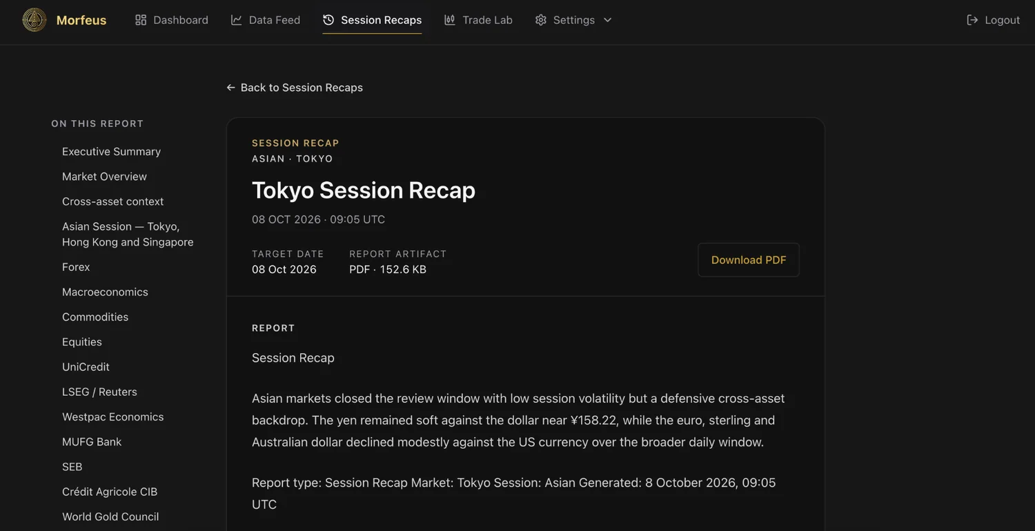 October 8, 2026 MorfeusPro capture: Session recaps